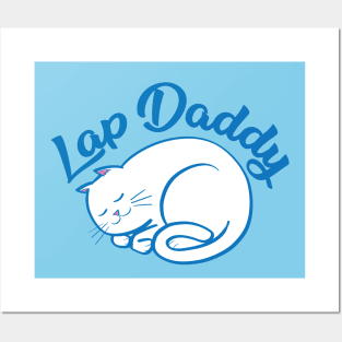 Lap Daddy (white cat) Posters and Art